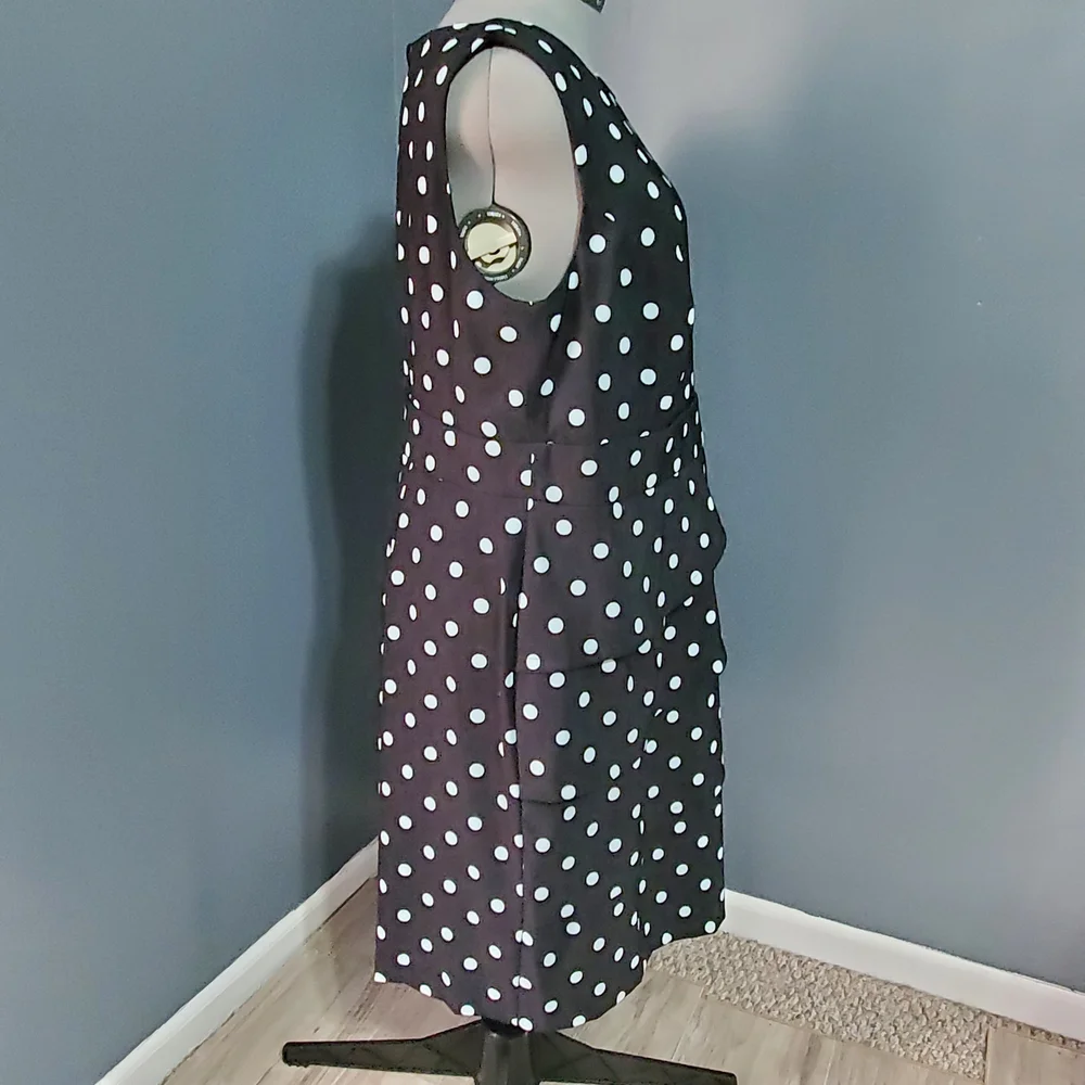 NWT Signature Sabrina Black and Mint Blue Polka Dot Midi Sheath Dress Size 18W - Picture 6 of 8